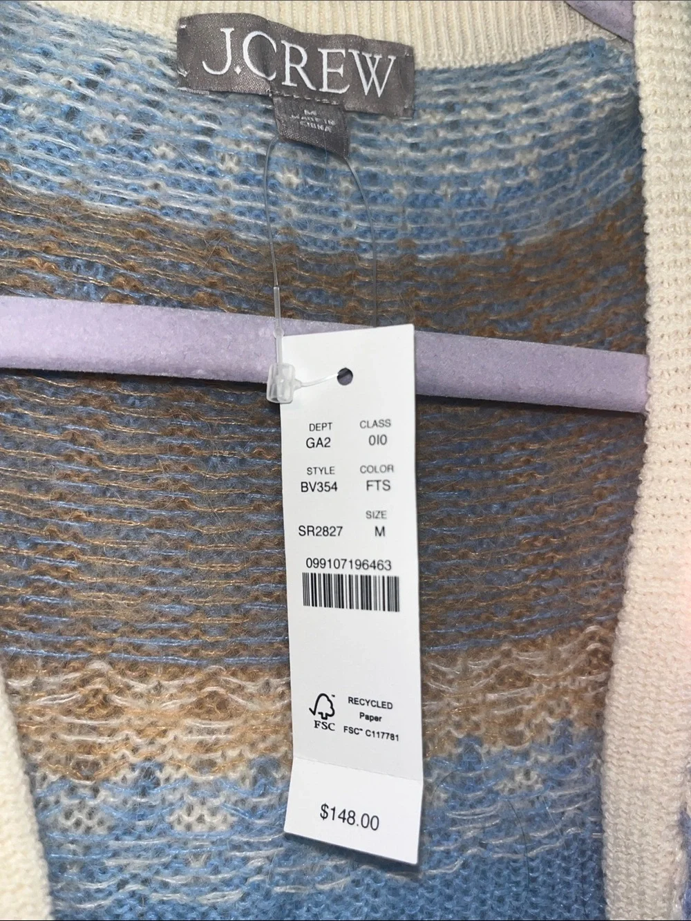 J. Crew Powder Blue & Cream Fair Isle Cardigan and Crop Top Set